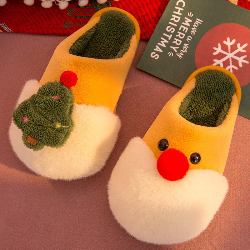 Pantuflas Navideñas con Santa Claus y Árbol de Navidad